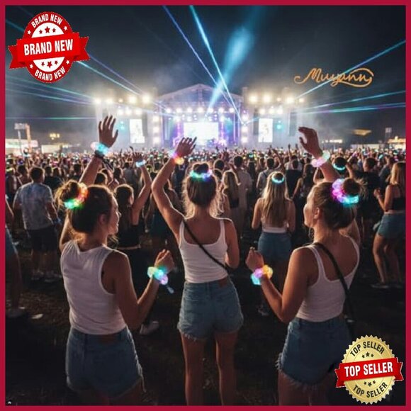64-Piece LED Scrunchies Set with Elastic Bands Glow Party Hair Ties main image 5